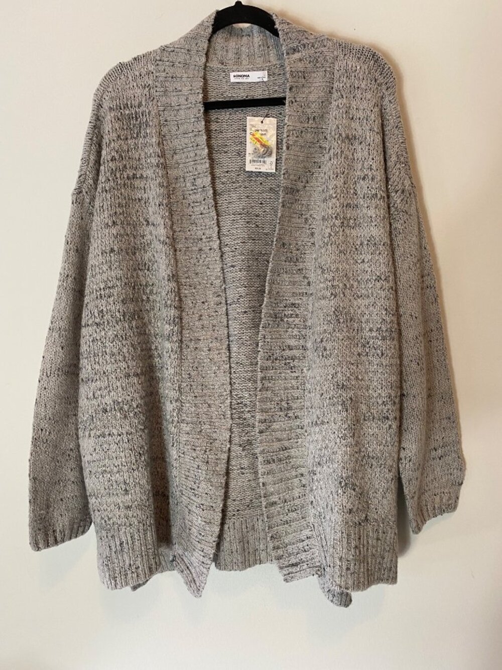 NWT Sonoma Supersoft Gray Open Front Knit Cardigan Sweater Large